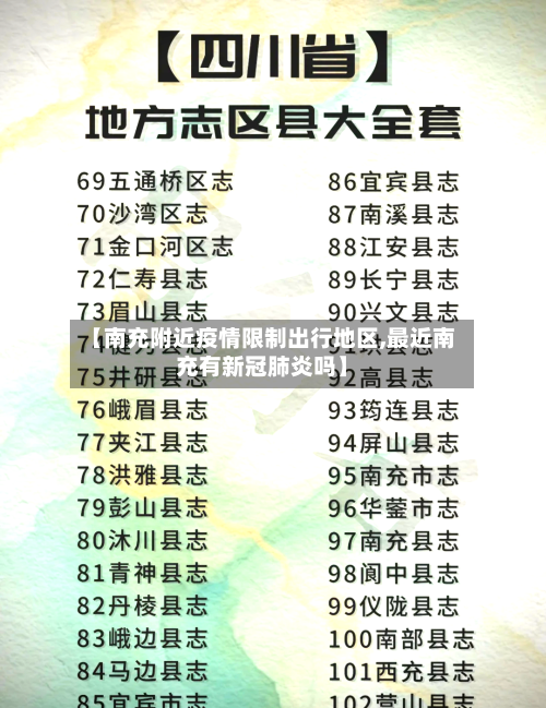 【南充附近疫情限制出行地区,最近南充有新冠肺炎吗】